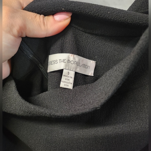 NWOT $254 DRESS THE POPULATION NATALIA OFF THE SHOULDER BLACK DRESS S - Picture 5 of 9